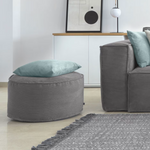 WILMA Large pouffe in pink wide seam corduroy, Ø 70 cm