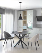 MAEL Beige chair with steel legs with black finish