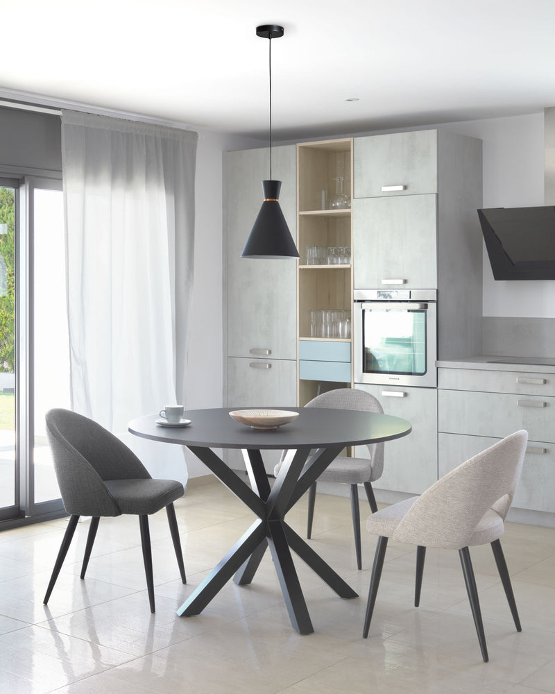 MAEL Beige chair with steel legs with black finish