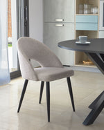 MAEL Beige chair with steel legs with black finish