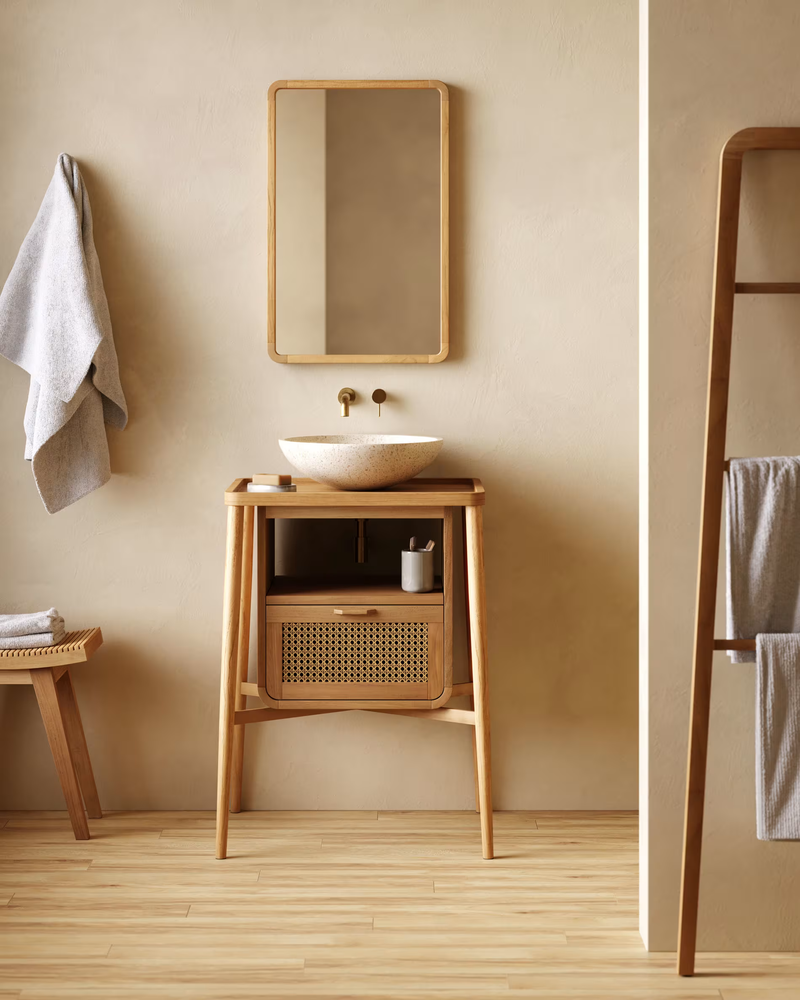 DELINA Round countertop washbasin in white terrazzo Ø 40 cm