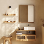 SHAMEL set of 2 solid teak shelves 50 x 5 cm