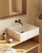 DELINA Square countertop washbasin in black terrazzo