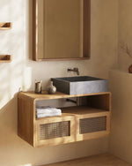 DELINA Square countertop washbasin in white terrazzo