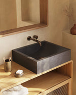 DELINA Square countertop washbasin in black terrazzo