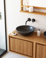 DELINA Round countertop washbasin in black terrazzo Ø 40 cm