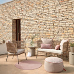 NADIN 2 seater sofa in beige cord with galvanised steel legs, 135 cm