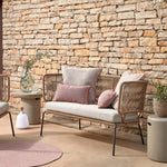 NADIN 2 seater sofa in beige cord with galvanised steel legs, 135 cm