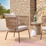 NADIN Fotelja od bež žice s nogama od galvaziranog čelika