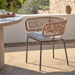 NADIN Stolica od bež vrpce s nogama od galvaziranog čelika