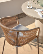 YANET Beige rope chair with galvanised steel legs