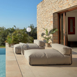 SQUARE Ležaljka s naslonom u bež boji s crnim aluminijem