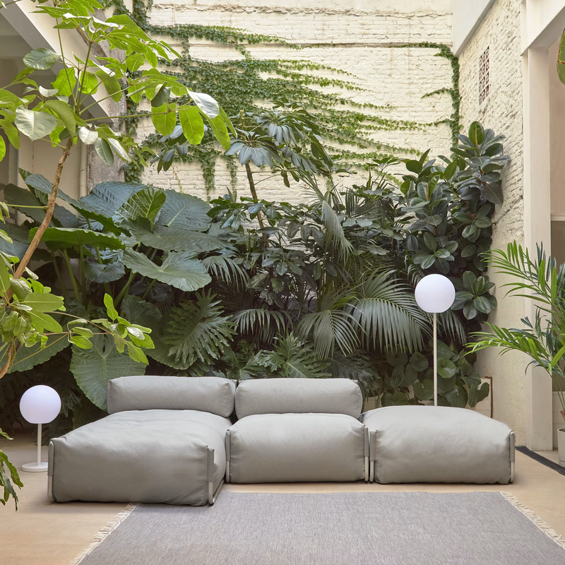 SQUARE Ležaljka s naslonom u bež boji s crnim aluminijem