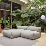 SQUARE Ležaljka s naslonom u bež boji s crnim aluminijem