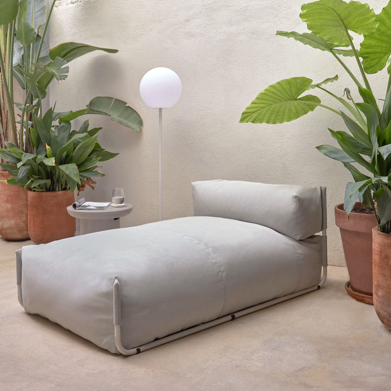 SQUARE Ležaljka s naslonom u bež boji s crnim aluminijem