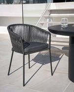 YANET Crna stolica od užeta s nogama od galviziranog čelika