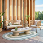 NADIN Fotelja od bež žice s nogama od galvaziranog čelika