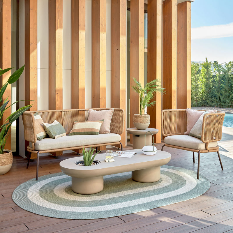 NADIN Fotelja od bež žice s nogama od galvaziranog čelika