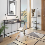 GALATIA Crni stol od melamina s metalnim nogama u crnoj boji 120 x 60 cm