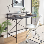 GALATIA Crni stol od melamina s metalnim nogama u crnoj boji 120 x 60 cm