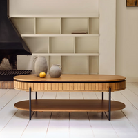 LICIA Mango wood coffee table with 1 drawer, with a natural finish and metal