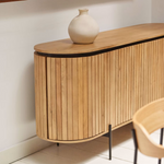 LICIA Komoda od punog drva manga s 4 vrata i metalom u crnoj boji, 170 x 80 cm