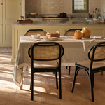 DORIANE solid elm chair with black lacquer and upholstered seat