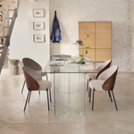 EAMY Light brown chair in an ash wood veneer with a wenge finish and black metal