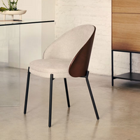 EAMY Light brown chair in an ash wood veneer with a wenge finish and black metal