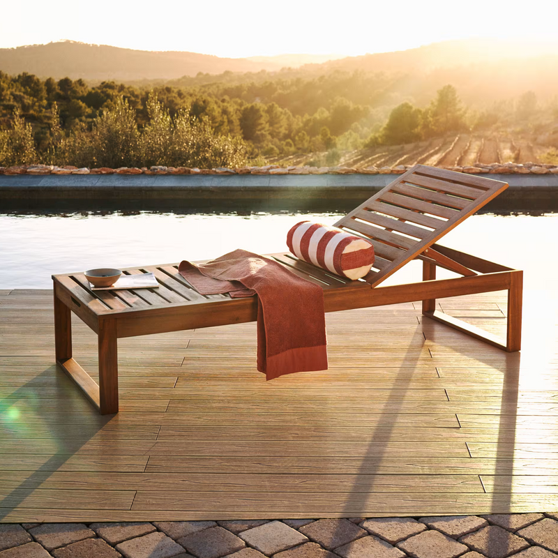 SULAMITA Outdoor sun lounger made from solid acacia wood