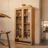 ALGUEMA Display cabinet in oak wood veneer with natural finish, 100 x 185 cm