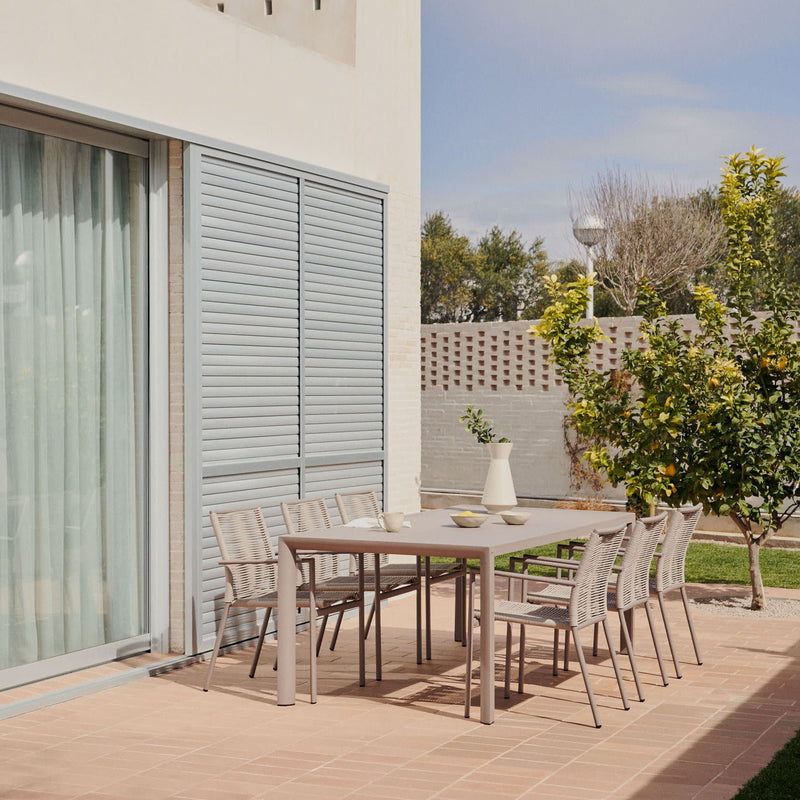 CULIP Aluminium and cord stackable outdoor chair in brown