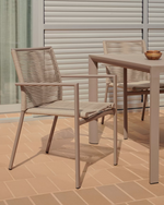 CULIP Aluminium and cord stackable outdoor chair in brown