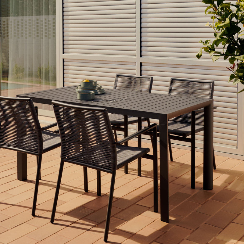 CULIP Aluminium and cord stackable outdoor chair in grey