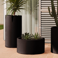 AIGUABLAVA Plant pot in black cement, Ø 42 cm