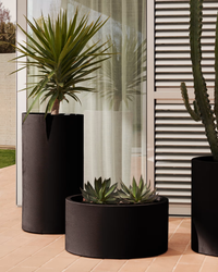 AIGUABLAVA Plant pot in black cement, Ø 62 cm