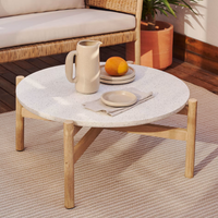 POLA Solid eucalyptus wood and cement coffee table, Ø 84,4 cm