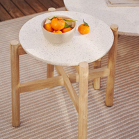 POLA Cement and solid eucalyptus wood side table, Ø 50 cm