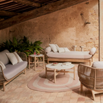 CATALINA Sun lounger, in beige cord and solid FSC acacia wood