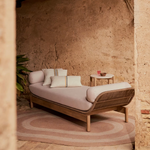 CATALINA Sun lounger, in beige cord and solid FSC acacia wood