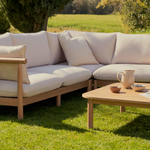 SACOVA Set of 5 seater corner sofa and coffee table made from solid eucalyptus wood