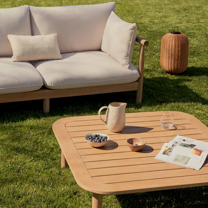 SACOVA Set of 5 seater corner sofa and coffee table made from solid eucalyptus wood