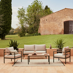 AIGUAFREDA Set - Dvosjed, 2 fotelje i stolić od sivog aluminija i bagrema