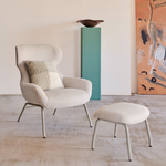 BELINA Footrest in chenille footrest with steel legs