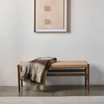 ZAIDE klupa od punog hrastovog drva sa sjedalom od konopa, 120 cm