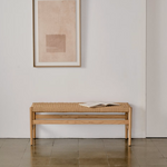 ZAIDE klupa od punog hrastovog drva sa sjedalom od konopa, 120 cm