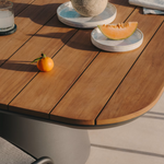 TUDONS Outdoor table in aluminium with a grey and teak finish, 148 x 148 cm