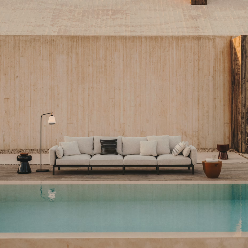 SORELLS modularni vanjski kauč za 4 sjedala od aluminija sa zelenom završnom obradom