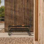 SOTIL Set of 2 Benches and Galvanized Steel Table with Green Finish