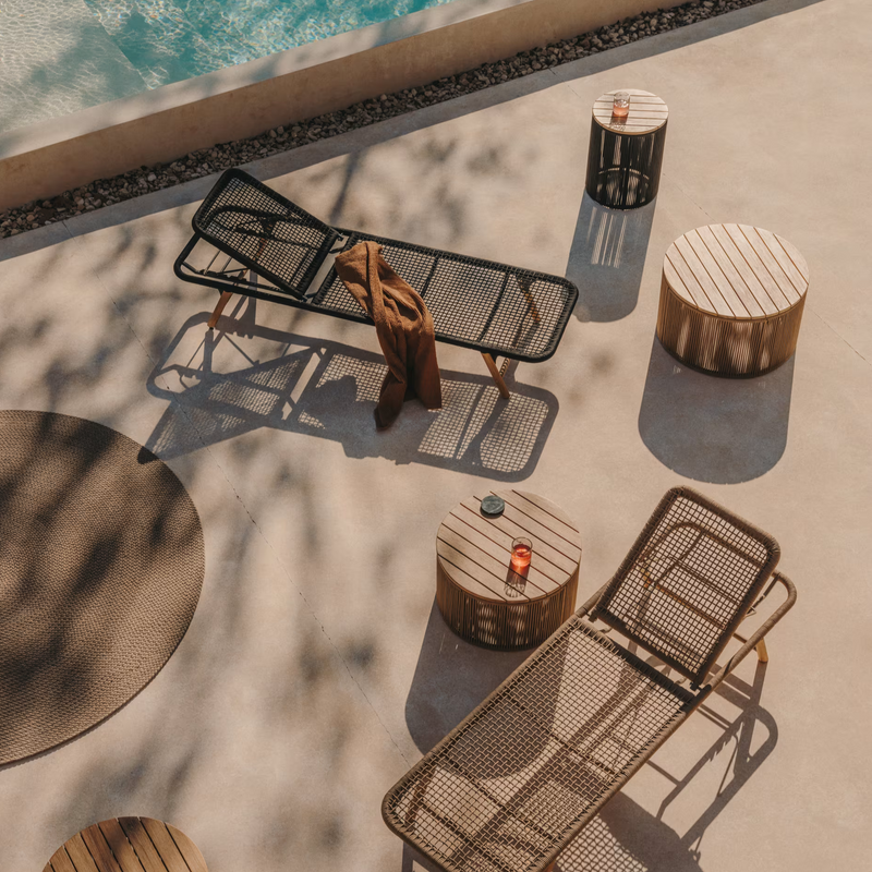 DANDARA Stol za kavu izrađen od čelika, korda i 100% FSC masivnog drva akacije